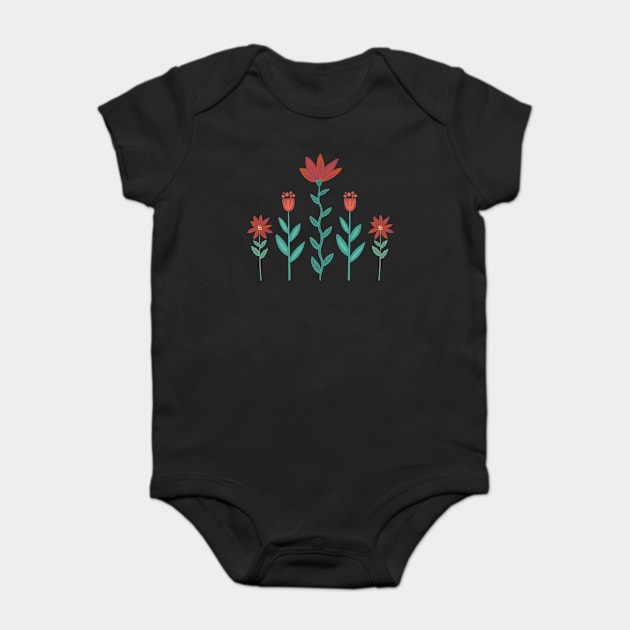 Folk Art Poinsettia Party Baby Bodysuit by SWON Design